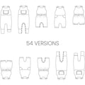Illustration du BERGAMOTE - La combinaison aux 54 versions, patron de couture pdf à télécharger pour combi bébé.