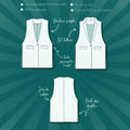 Patron de couture PDF à télécharger pour le Blazer Isatis | Taille 32 à 52, avec détails de col tailleur et rubans ajustables.