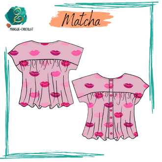 Blouse Matcha réversible, ample, en PDF, patron de couture à télécharger, pour tailles 36 à 50, en français.