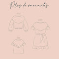 Illustration des variantes de "Blouse - Robe Embrun", patron de couture pdf à télécharger - pull, robe, tee.