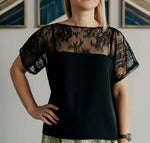 Blouse noire avec dentelle pour patron de couture PDF à télécharger - Blouse - XS/L - LOO