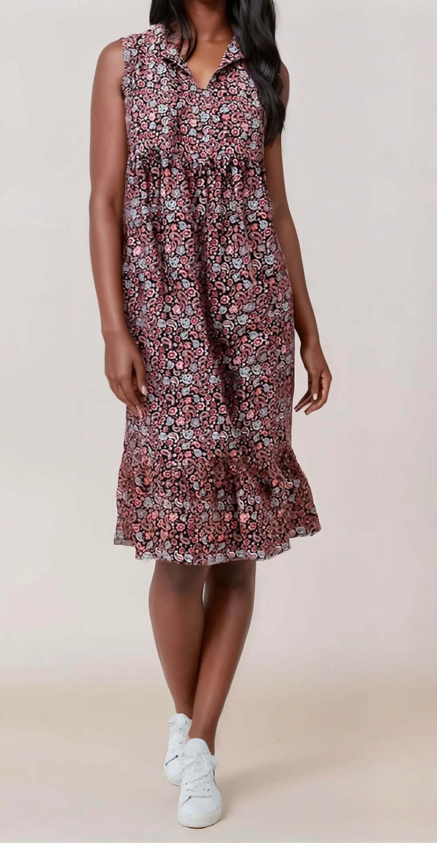 Modèle de Blouse ou robe Pierre de Lune avec imprimé floral, patron de couture pdf à télécharger en option sans manches.