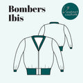Illustration du patron de couture Bombers Ibis | Taille 32 à 52 avec col V et bord-côte, disponible en PDF à télécharger.