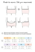 Guide des mesures pour taille de boxer MaïTaï en couture PDF, incluant dimensions pour S à 5XL.