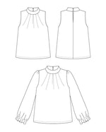Patron de couture PDF à télécharger pour CERISE - la blouse/robe à plis, avec options sans manches ou manches élastiquées.