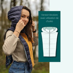 Capuche Beira bicolore pour femme, modèle avec zip et col montant, idéal pour coudre avec des chutes de tissu.