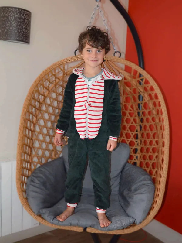 Combinaison/Surpyjama PAPILLOTE pour enfant, patron de couture pdf à télécharger, confort optimal pour l'hiver.