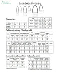 Patron de couture pdf à télécharger pour DARLA - La sacoche à bandoulière tailles S, M et L avec détails dimensionnels et fournitures.