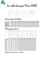 Patron de couture PDF à télécharger pour Duo Mère-Fille de robe sweat MILA (2-16 Ans / 34-54), guide des tailles et fournitures inclus.