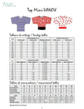 Duo VANOU - Le top pour femmes (34 au 54) et filles (2 à 16 Ans), tableau des mensurations et instructions, patron de couture pdf à télécharger