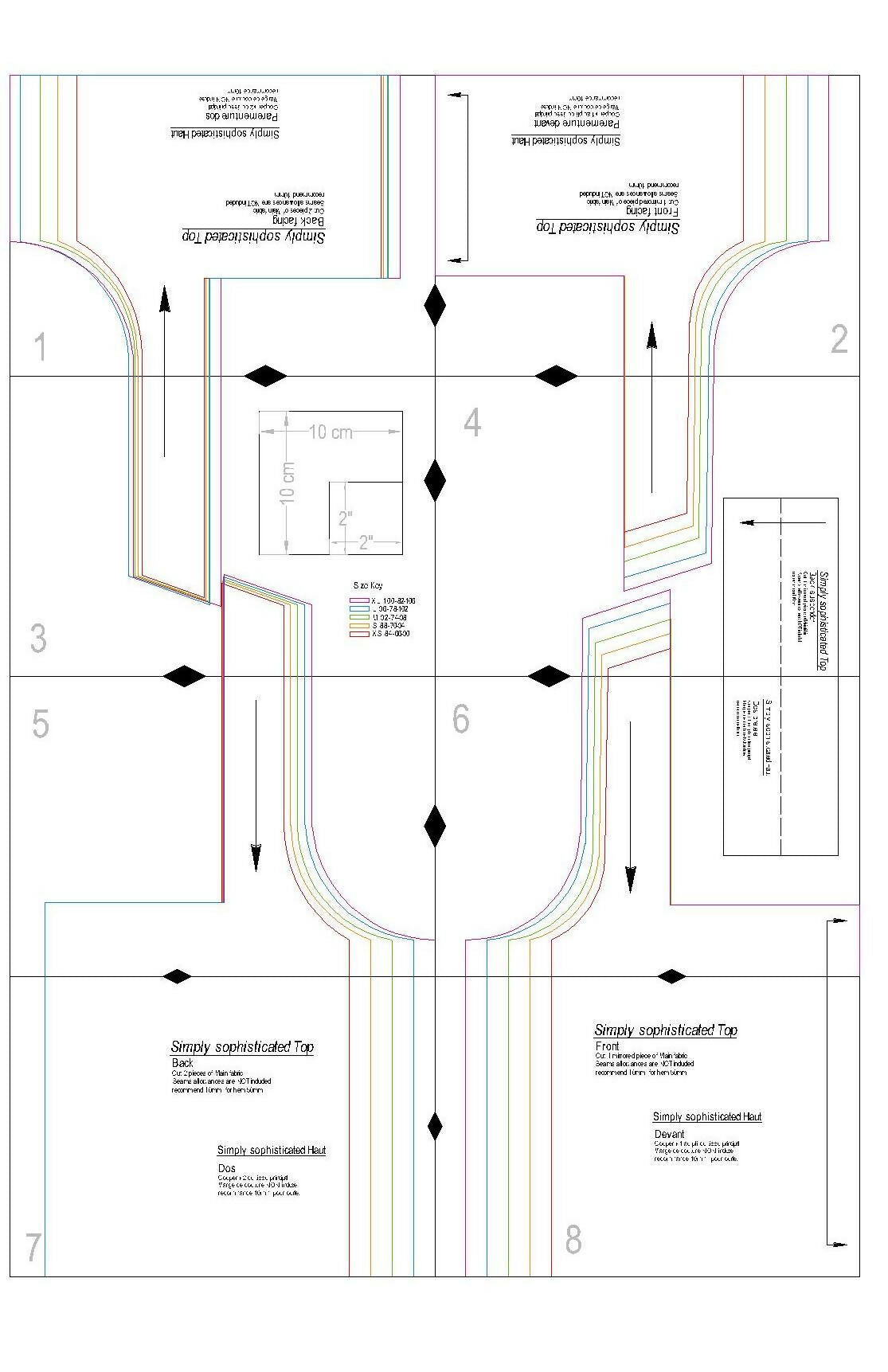 Patron de couture pdf à télécharger pour Ensemble pantalon et haut pour femme - XXS/XL - SIMPLY SOPHISTICATED, format A4/A0/US Letter.