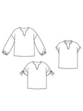 FIGUE - La blouse parfaite, patron de couture pdf à télécharger, illustration des options de manches et encolure.