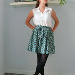 Jupe Málaga - 32 au 56, patron de couture pdf à télécharger, jupe modulable à effet paperbag avec lacets et poches italiennes.
