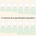 Illustration de 12 variantes de la Jupe bohème Mirabelle, patron de couture pdf à télécharger en tailles 34 à 56.