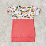 LITCHI : t-shirt, sweat et robe en un patron enfant, modèle floral, patron de couture pdf à télécharger, tailles 0 à 12 ans.