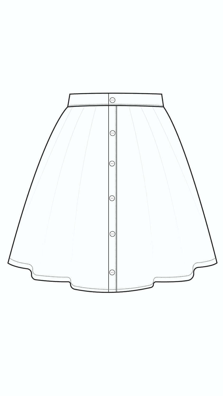 La Jupe Picodon en 11 tailles - patron de couture pdf à télécharger pour bébés et enfants, modèle de jupe à réaliser à la machine à coudre.