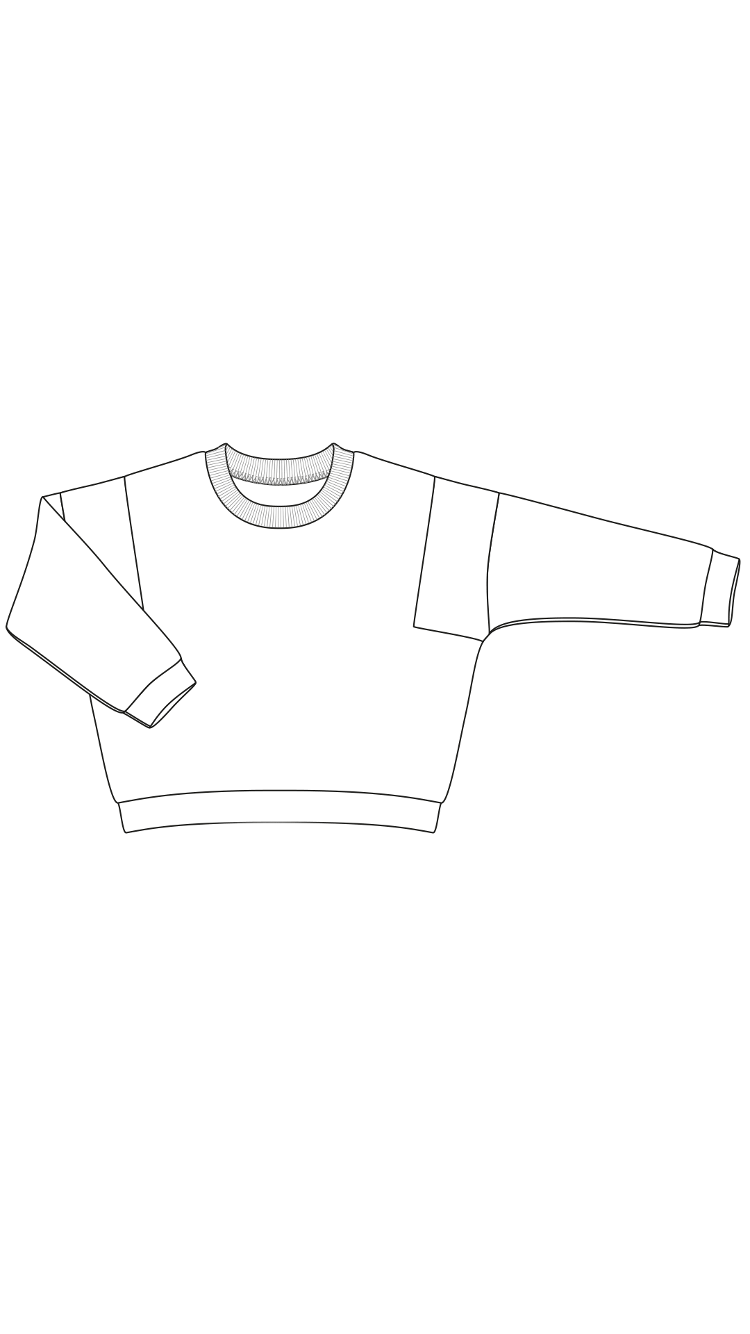 Patron de couture PDF Le Sweat Dreams de 6 mois à 6 ans, style années 80/90, à télécharger avec 8 tailles incluses pour bébés et enfants.