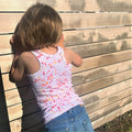 Mini-ROXANA - Débardeur pour filles du 2 au 16 Ans, patron de couture pdf à télécharger, débardeur dos nageur rose et blanc à motifs