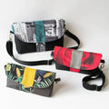 Pack de 3 pochettes et portefeuille – Safran avec bandoulières, patron de couture pdf à télécharger inclus.