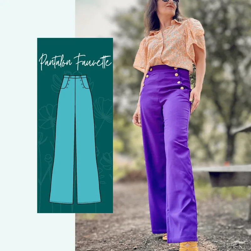 Patron de couture pdf à télécharger - Pantalon - Short - Jupe Fauvette | Taille 32 à 52 en démonstration extérieure