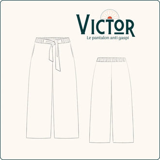 Illustration du Pantalon Victor, un patron de couture pdf à télécharger avec poches latérales et ceinture intégrée.