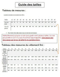 Guide des tailles pour Pantalon/Short "Zya"- patron PDF du 32 au 60, tableau de mesures et instructions de couture.