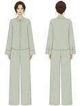 Patron PDF Ensemble Blouse & Pantalon Pyjama ROSIE, vue arrière, blouse boutonnée et pantalon large en lin