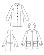 Illustration du Patron PDF Manteau AVOCAT pour toute la Famille, patron de couture pdf à télécharger, modèle intemporel et personnalisable.