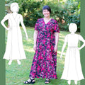 Patron PDF Robe longue Pomme Gala du 34 au 56, élégant robe à motifs floraux en extérieur, patron de couture pdf à télécharger