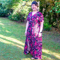 Patron PDF Robe longue Pomme Gala du 34 au 56, robe longue élégante à encolure croisée et fente avant, manches courtes ouvertes