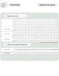 Tableau de mesure pour Patron PDF Short femme MIA du 30 au 58, guide des tailles avec conversions US UK EU