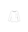Patron PDF Top Luca Femme XS-XXL, vue de face avec poche poitrine, manches longues, coupe ample