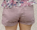 Patron PDF Pantalon A femme du 32 au 60, short en coton rose poudré, vue arrière