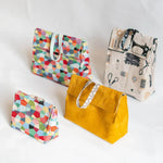 Pochette, pochette cadeau, 4 tailles – Curcuma, patron de couture pdf à télécharger, avec larges ouvertures et lanières de fermeture.
