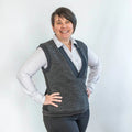 Pull sans manche femme, 34 au 56, 4 statures – Amande, patron de couture pdf à télécharger, modèle élégant et féminin avec encolure en V.