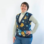 Pull sans manche femme, 34 au 56, 4 statures – Amande, patron de couture pdf à télécharger, modèle féminin avec encolure en V.