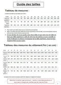 Guide des tailles pour Robe "Azureen" du 32 au 60, patron de couture PDF à télécharger, comprenant mesures et ajustements.