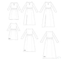 Illustration du patron de couture Robe "Doline" du 32 au 60, disponible en PDF à télécharger, montrant plusieurs variantes de longueurs.