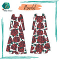 Patron de couture PDF de la robe Nunlil, avec design floral et manches ballons, taille 36 à 50.
