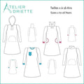 Patron de couture pdf à télécharger pour Robe Sweat Mini-MILA pour filles du 2 au 16 Ans avec multiples options de style.