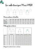 Patron de couture PDF à télécharger pour Robe Sweat Mini-MILA pour filles du 2 au 16 Ans avec options d'encolure et poches.