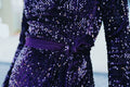 Robe - XS-XL - ARTISTA et jupe, détail de tissu pailleté violet, patron de couture pdf à télécharger.