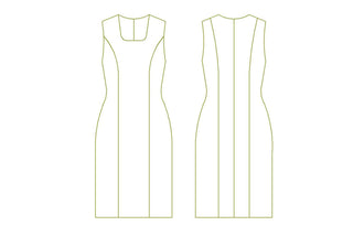 Schéma du Robe - XS-XL - EASY BUSY, patron de couture PDF à télécharger, niveau intermédiaire à expert, tailles XS à XL.