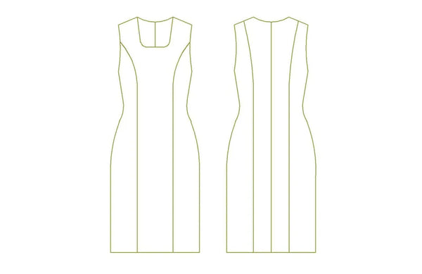 Schéma du Robe - XS-XL - EASY BUSY, patron de couture PDF à télécharger, niveau intermédiaire à expert, tailles XS à XL.