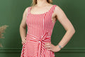 Robe - XS/L - CANDY en rayures rouges et blanches, patron de couture pdf à télécharger intermédiaire, tailles XS à L disponibles.