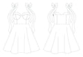 Illustration du patron de couture pdf à télécharger pour Robe - XS/XL - VANILLA, modèle avec rubans décoratifs, niveau expert.