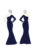 Illustration du patron de couture robe femme PDF - Robe - XXS - XL - SIRENA, modèle sans marge de couture.