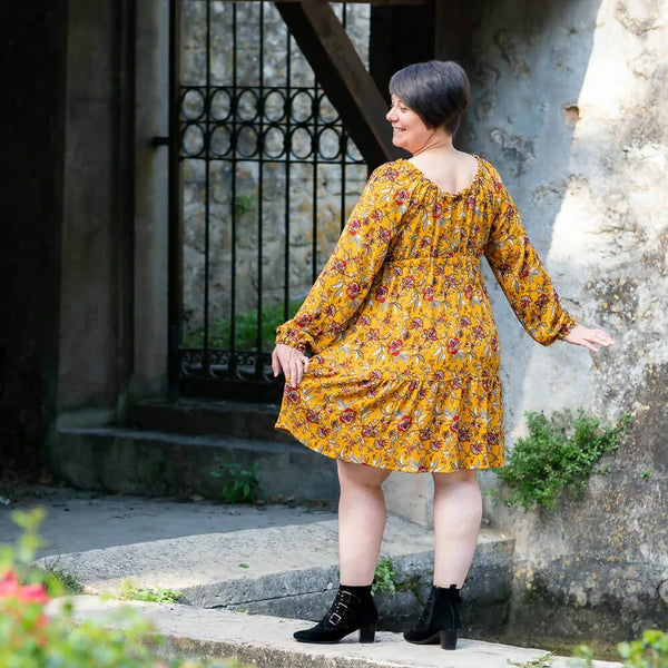 Robe bohème Mirabelle 34-56, manches longues, patron de couture PDF à télécharger