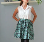 Jupe verte à motif géométrique avec chemisier sans manches, robe et top Palmyre - 32 au 56.