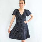 Robe jersey, 34 au 56, 4 statures – Capucine, modèle élégant avec décolleté en V, patron de couture pdf à télécharger